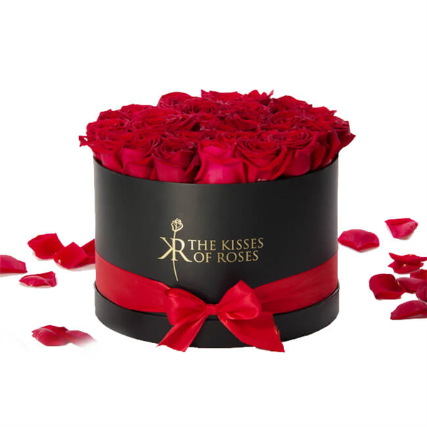 customized black round paper gift box for flower packaging