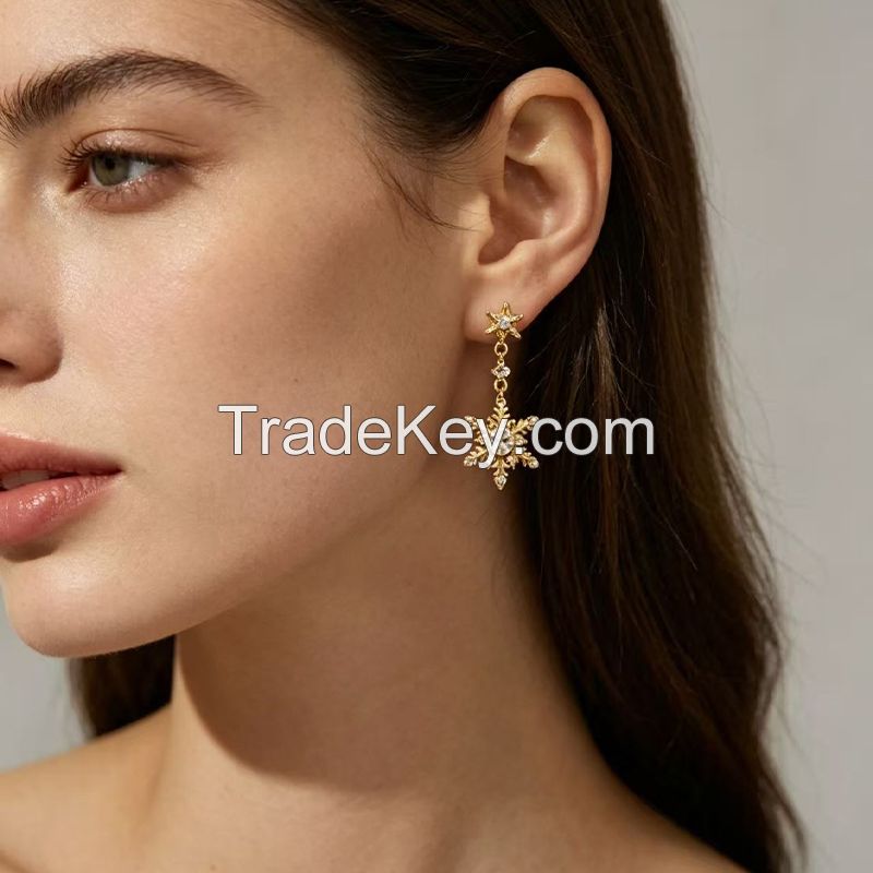 Exquisite Fairy-style Long Zircon Earrings S925 Silver Needle Slim Face Korean Elegant Ear Jewelry