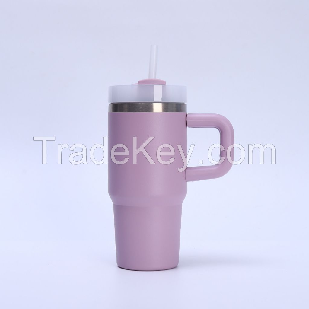 14oz 2nd Generation Handle Car Cup, 304 Stainless Steel Vacuum Insulated Cold Cup with Portable Car Straw, Ice King Cup.