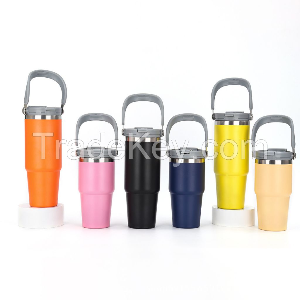 20oz Cross-border Handheld Car Dual-use Cup Lid, 304 Stainless Steel Insulated Cup, Cold-retaining Ice King Cup, Outdoor Water Bottle