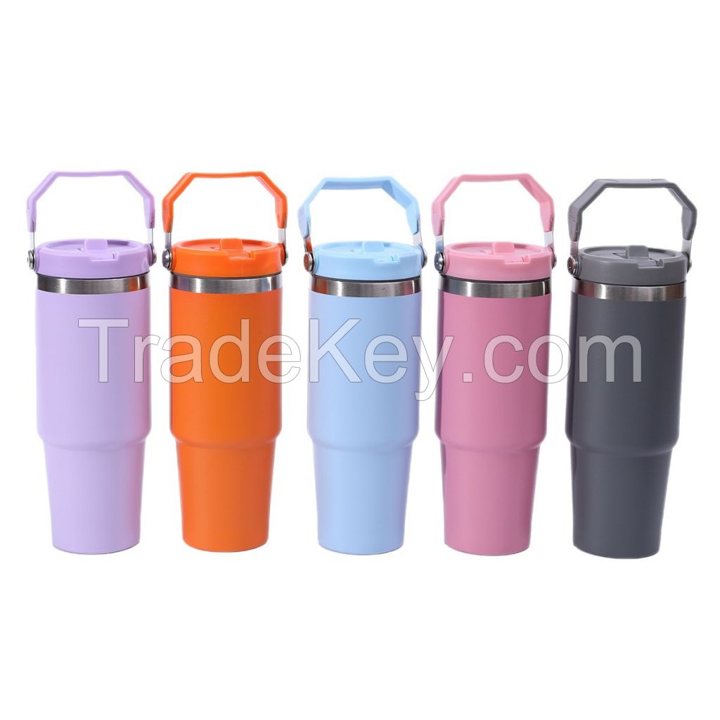 20oz Cross-border Handheld Car Single-Drink Mug, 304 Stainless Steel Thermal Mug, Insulated Ice Cooler Cup, Outdoor Water Bottle.