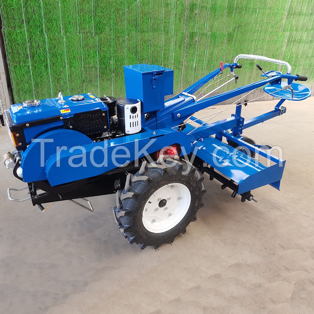Walk Behind Mini Hand Power Tiller Cultivators 2WD Tractor 8hp diesel Walking Two Wheel Mini Farm Tractors