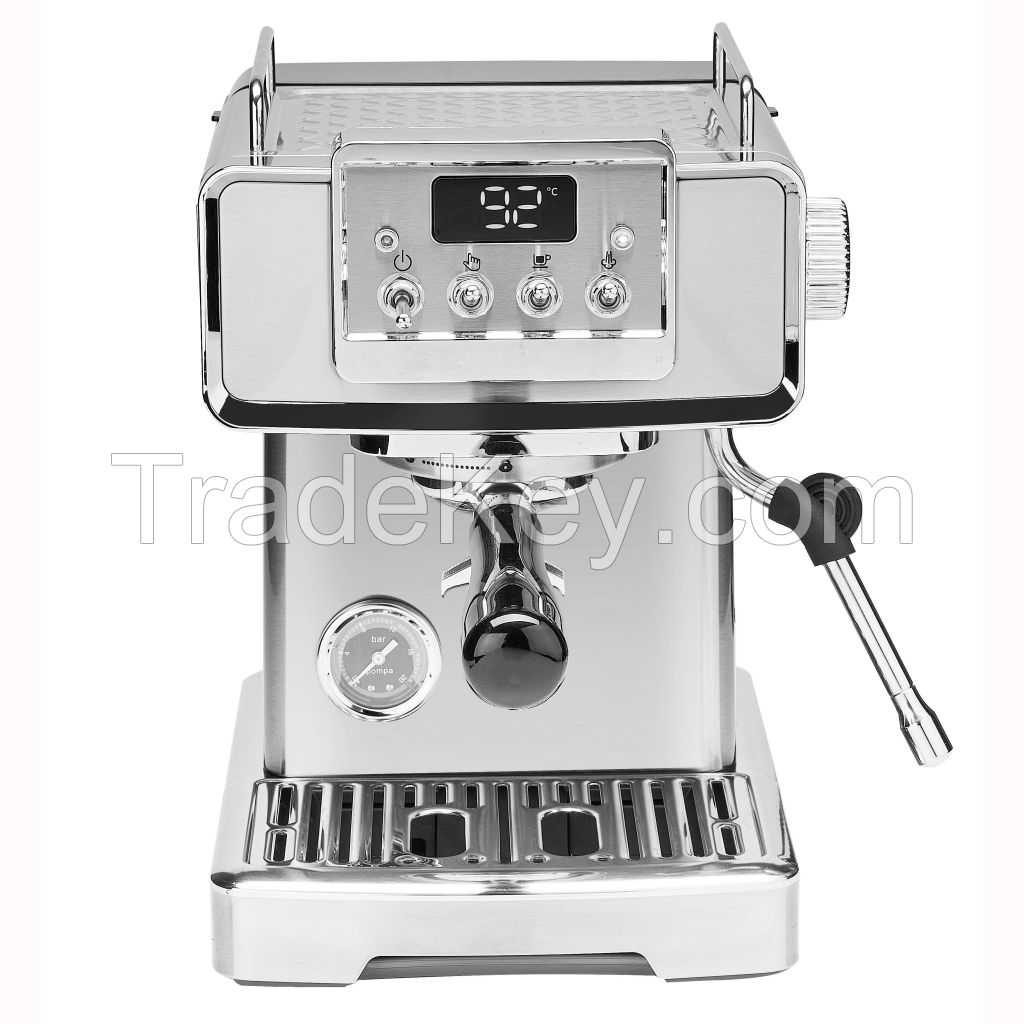 Stainless Steel Espresso Coffee Maker 15-20Bar Latte & Cappuccino Electric Espresso Coffee Machine for Home Use Outdoor