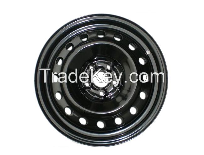 Gloss Black powder coated steel wheel rims