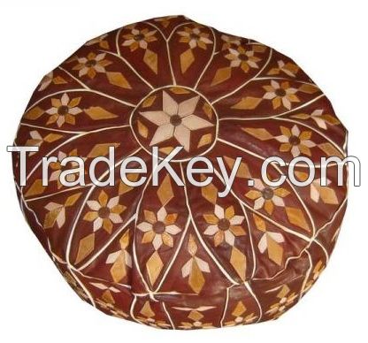 Moroccan Leather Pouf Ottoman