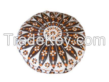 Moroccan leather Pouf Ottoman Footstool-XL