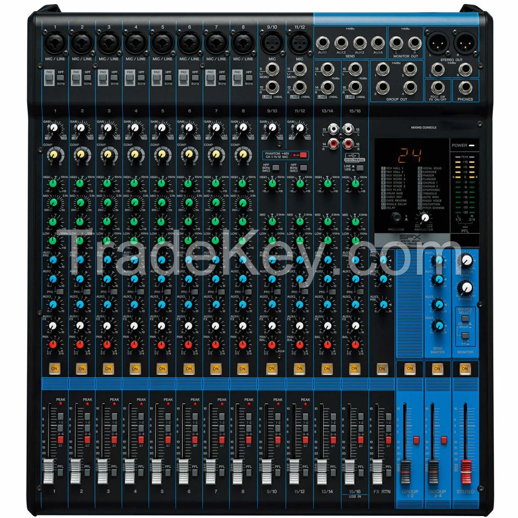 Professional audio mixer without amplifier MG16XU