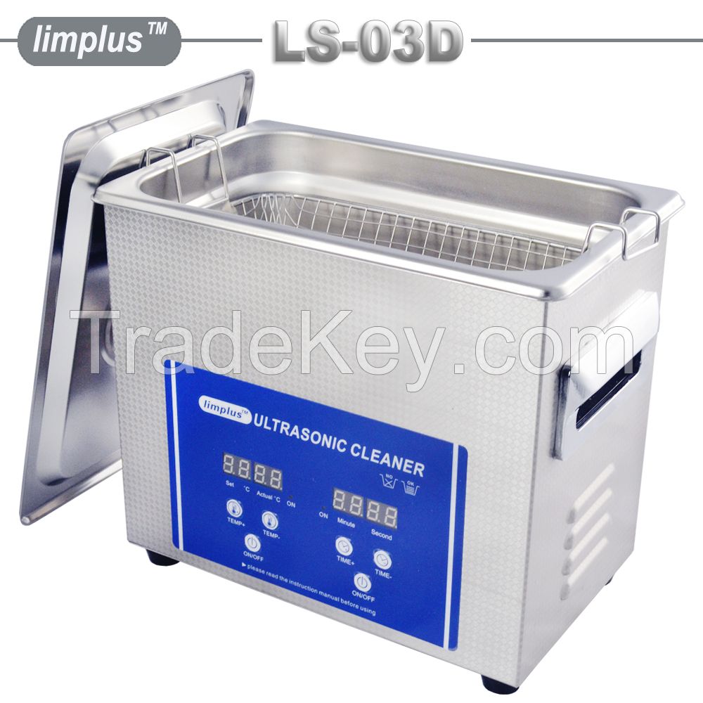 Limplus 3liter jewelry watch eyeglasses razor ultrasonic cleaner with basket