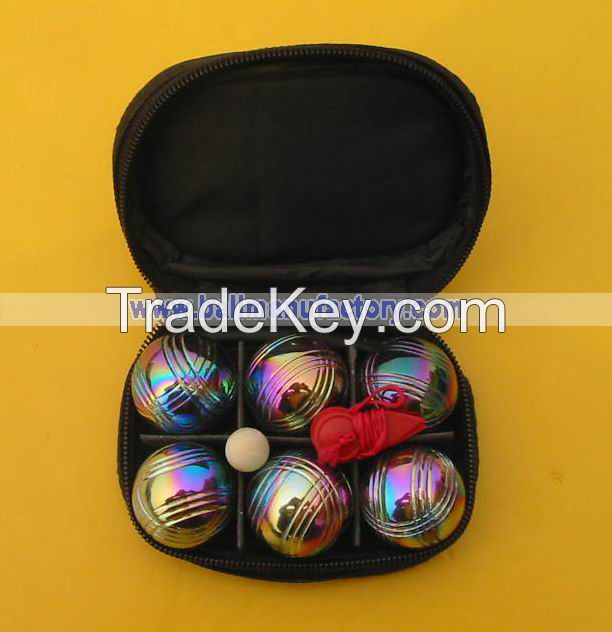 sell 73mm metal petanque sets boule set sport  toy ball 6 ball with nylon case