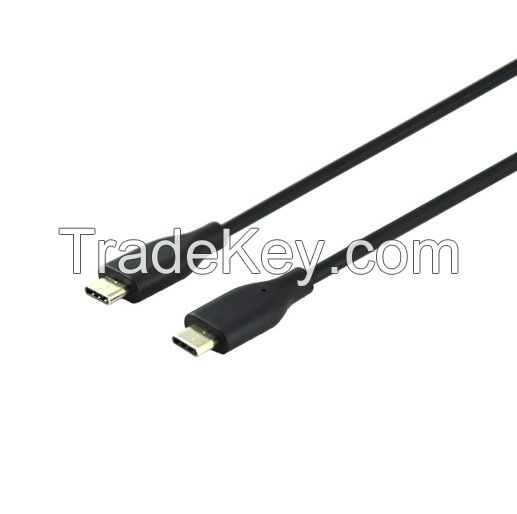 Molding Type USB2.0 Type C to Type C Cable with Black PVC Jacket