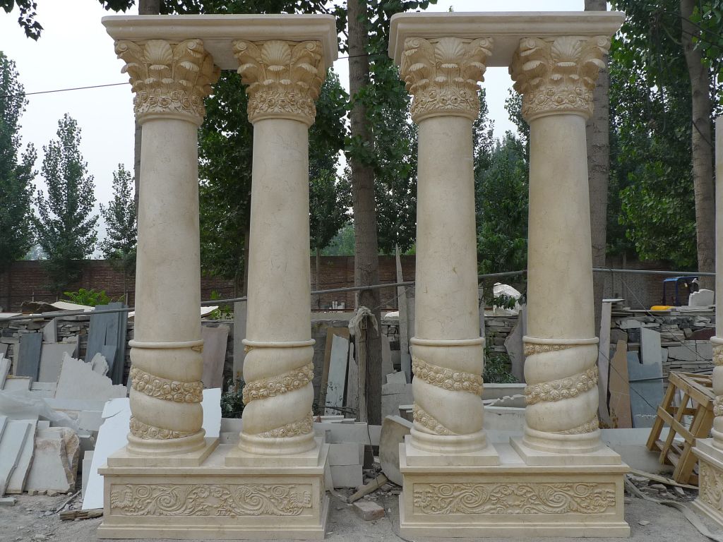 Natural stone hand carved pillars