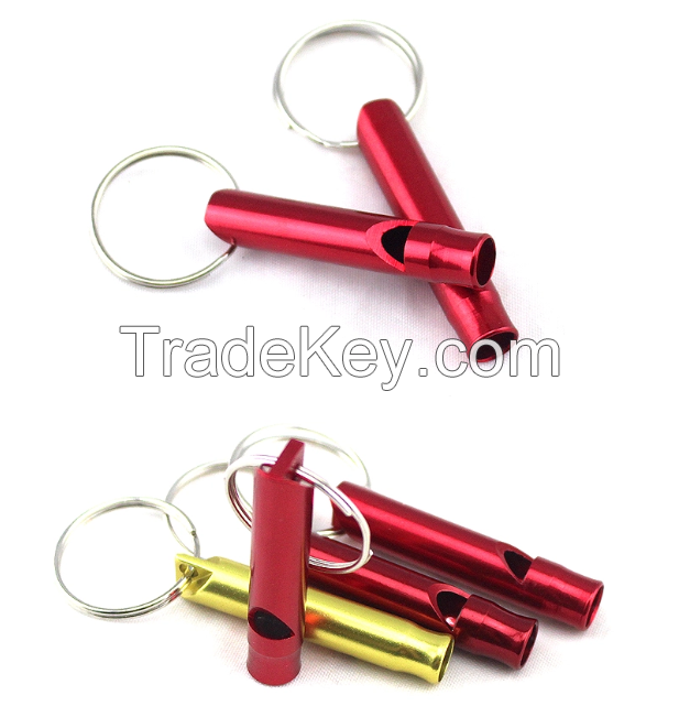 Hot Edc Aluminum Survival Tools Multitool Metal Whistle , Daily using Emergency Sport Colorful Whistle Key Chain For Hiking