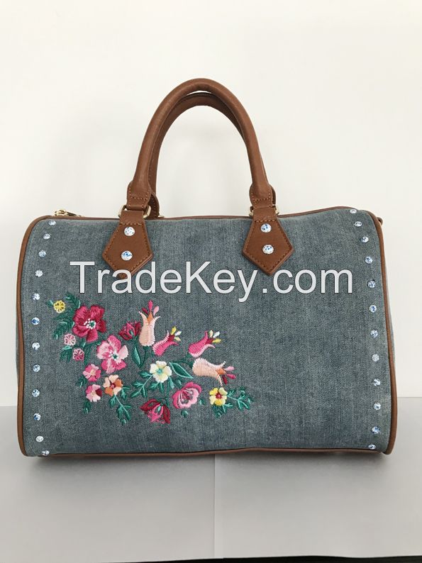 Denim bags with embroidery