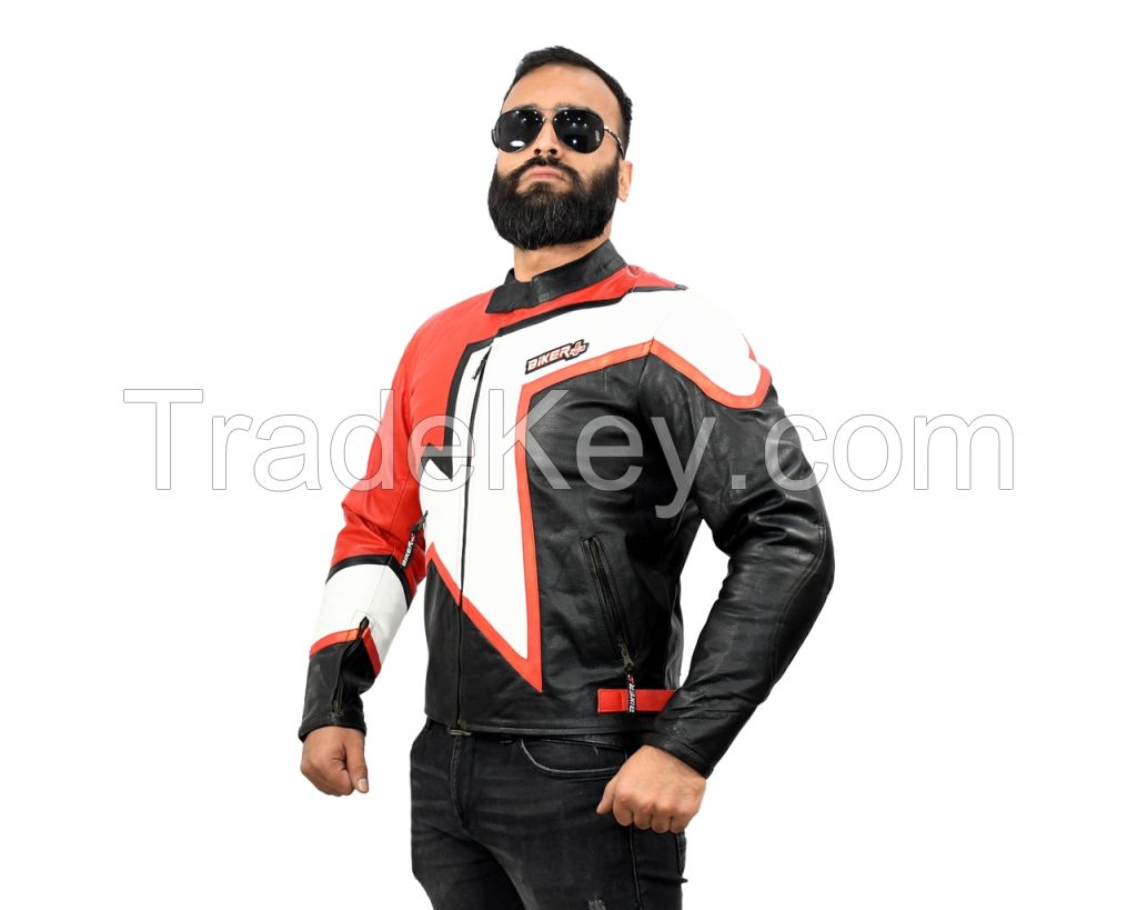 Motorbike Leather Jacket OEM Service Motorbike Leather Racing Jacket. JL-014