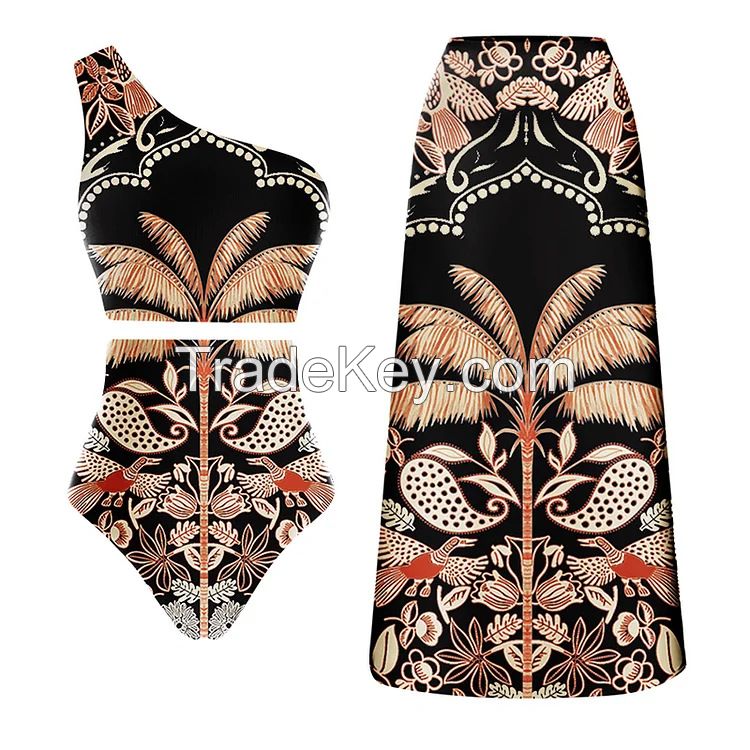 Women Bikini Set Push Up Floral Printed Ruffle Bikinis Strappy Bandage Swimwear Bathing Suit