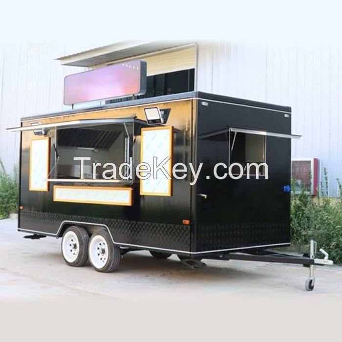 Buy Food Truck Trailer Mobile Street Food Cart with Cooking Equipment Milk Restaurant Truck Low Price for Sale