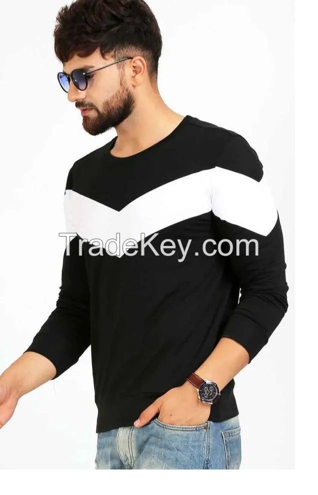 ASHWAY Cotton Black Full Sleeve Casual T Shirt
