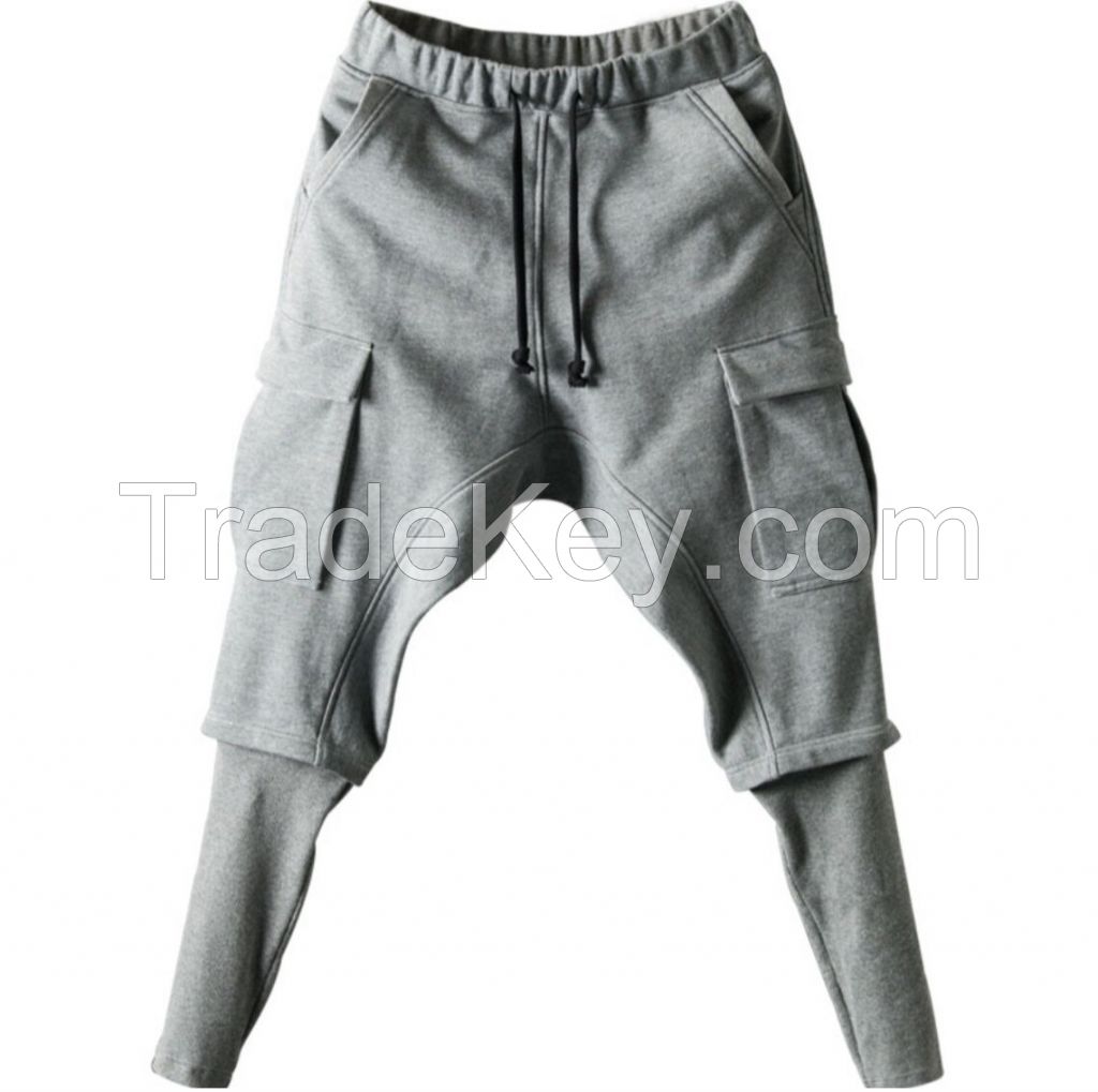 Sweatpants Slim-Fit Zip Pocket Trouser Cargo Pants Gray Fleece ASHWAY Sweatpants With Pockets 80% Cotton 20% Polyester