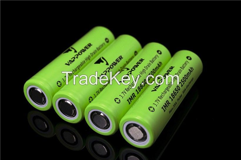 35A high drain battery Vappower IMR18650 2500mAh  batteries for e-cigarette