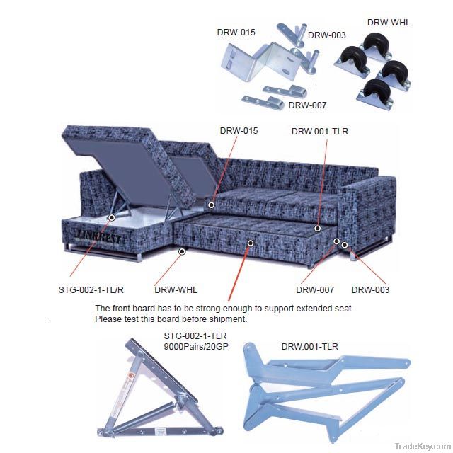 Click and draw out sofa bed mechanism