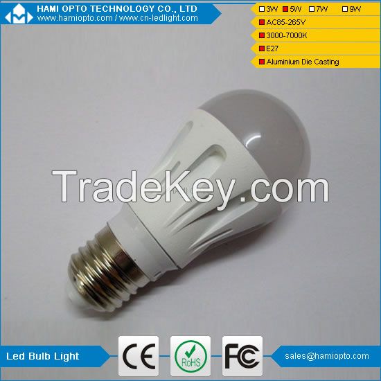 High power dimmable die casting aluminum bulb 5W warm bulb light