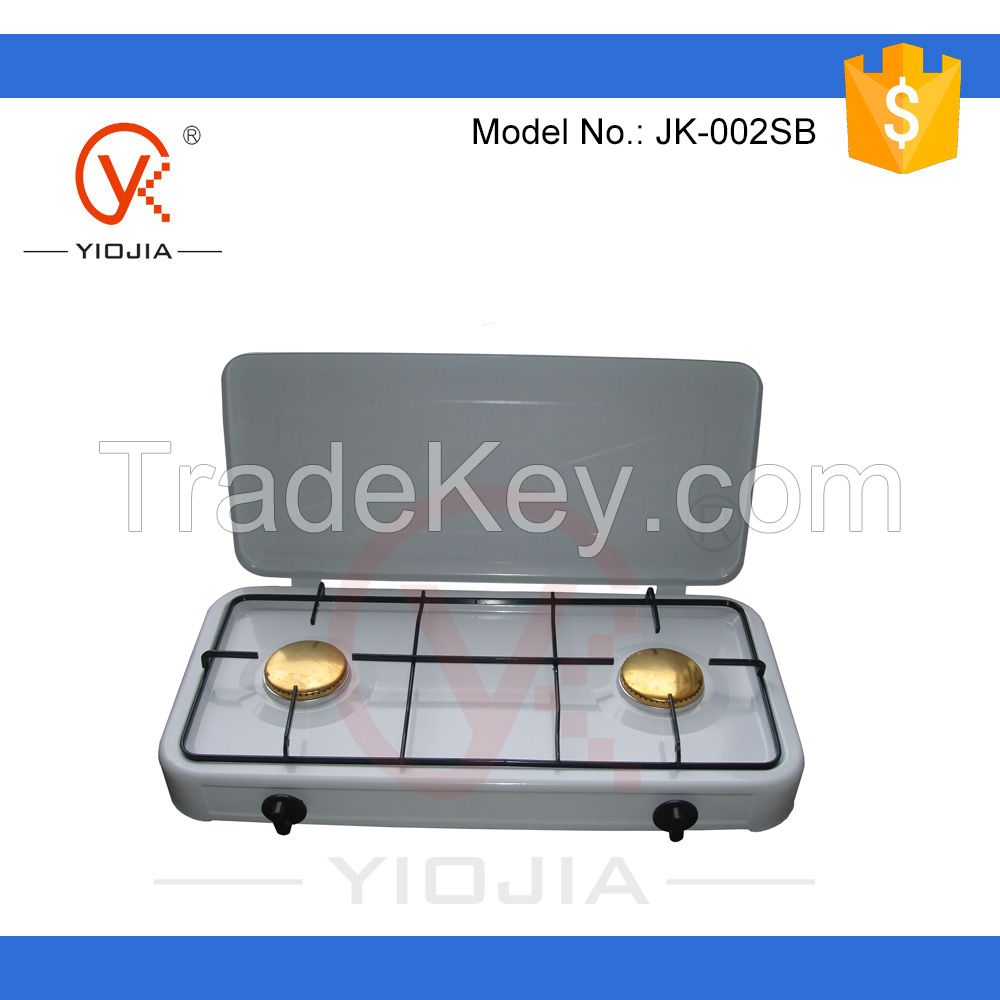 Two burner table gas stove with cover