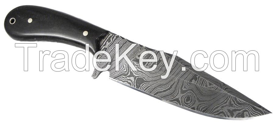 Damascus Knife with Leather Sheath