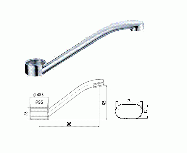 SS Stainless Steel Faucet Spout Bathroom Faucet Spout Basin Mixer Spouts