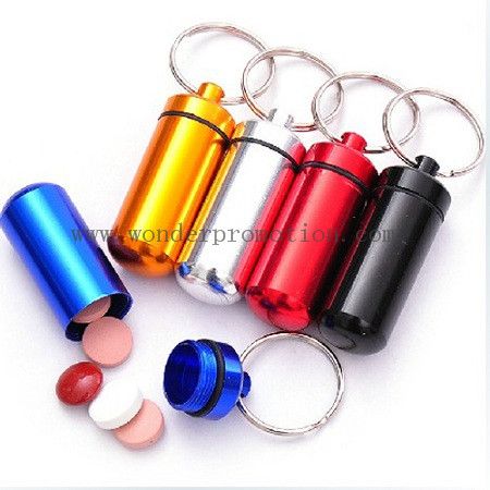 aluminum mini pill box with keychain