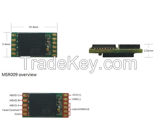 MSR009 Mini Magnetic Stripe Card Reader with Interruped Swipe Support