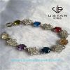 USA Style Colorful Gemstone Gemmed Silver Bracelets