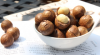 Raw macadamia nut in shell