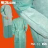 Waterproof folding surgical gowns SMS SMMS SMMMS material velcro closure neck sterile packing