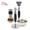 silvertip badger shaving brush set for man, stand, shaving razor, shaving bowl