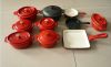 Cast iron cookware, seasoned cookware, enamelled cookware