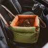Luxury Artificial Leather Zippered Car Dog Bed Moss Olive 55x50x35cm For Pets Up To 25lbs Widened Handles Storage Pocket MOQ 50 Fast Turnaround 10-15 days