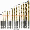 Hexagonal shank 13pcs HSS twist drill bits set with titanium coating