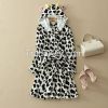 2014 Hitz cows leopard coral velvet lace nightgown bathrobe for women