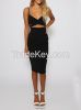 Black Spaghetti Strap Cut Dress