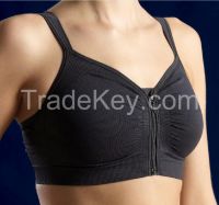 Zipper front closure seamless post operative bra after surgery