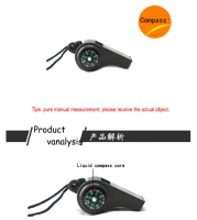 Hot Selling Edc Camping Multitool Tactical Army Thermometer Whistle , Factory Outdoor Accessories  Survival Compass Whistle