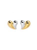 18k Heart-Shaped Two-Color Stud Earrings