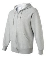Full Zip Up Blank Plain Hooded Sweatshirt Sweater Hoodie Cotton Jacket Men's Zip Hoodie - Gray