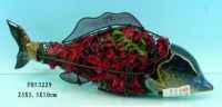Sell Ceramic Fish with Iron LInes & Dried Flowers
