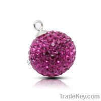 hot sell 12mm fuchsia crystal pendant, shamballa pendant