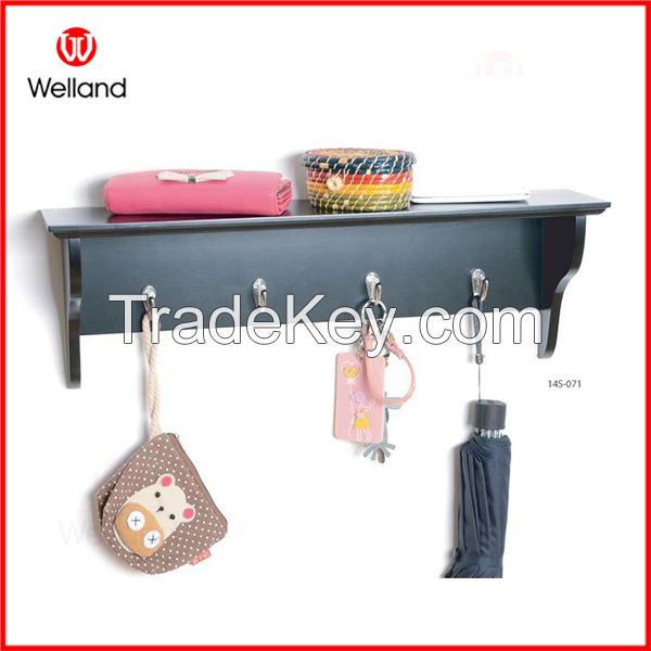 Storage shelf with coat hook