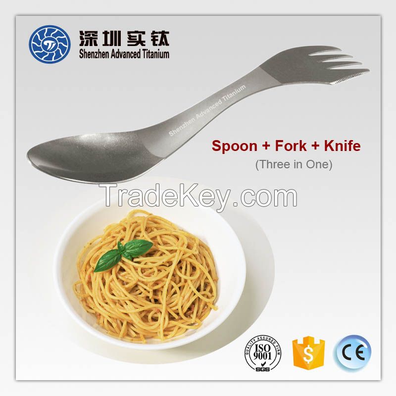 Titanium house-used campling spork spoon fork knife 3 in 1 supplier in China