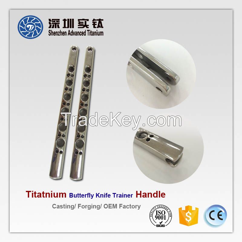 High quality titanium butterfly knife trainer handle casting factory