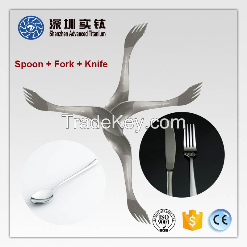 Titanium house-used campling spork spoon fork knife 3 in 1 supplier in China