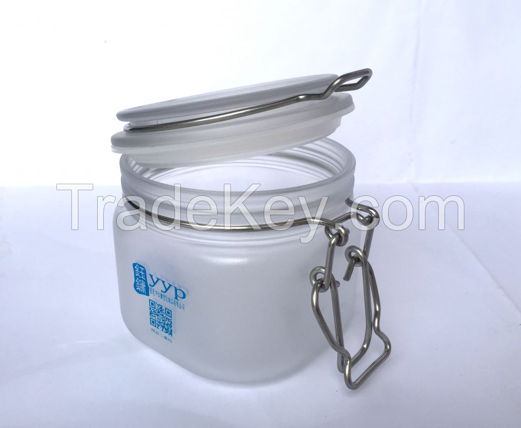 13.5 oz Clear PET Plastic Square Air Seal Jars (Bale Wire)